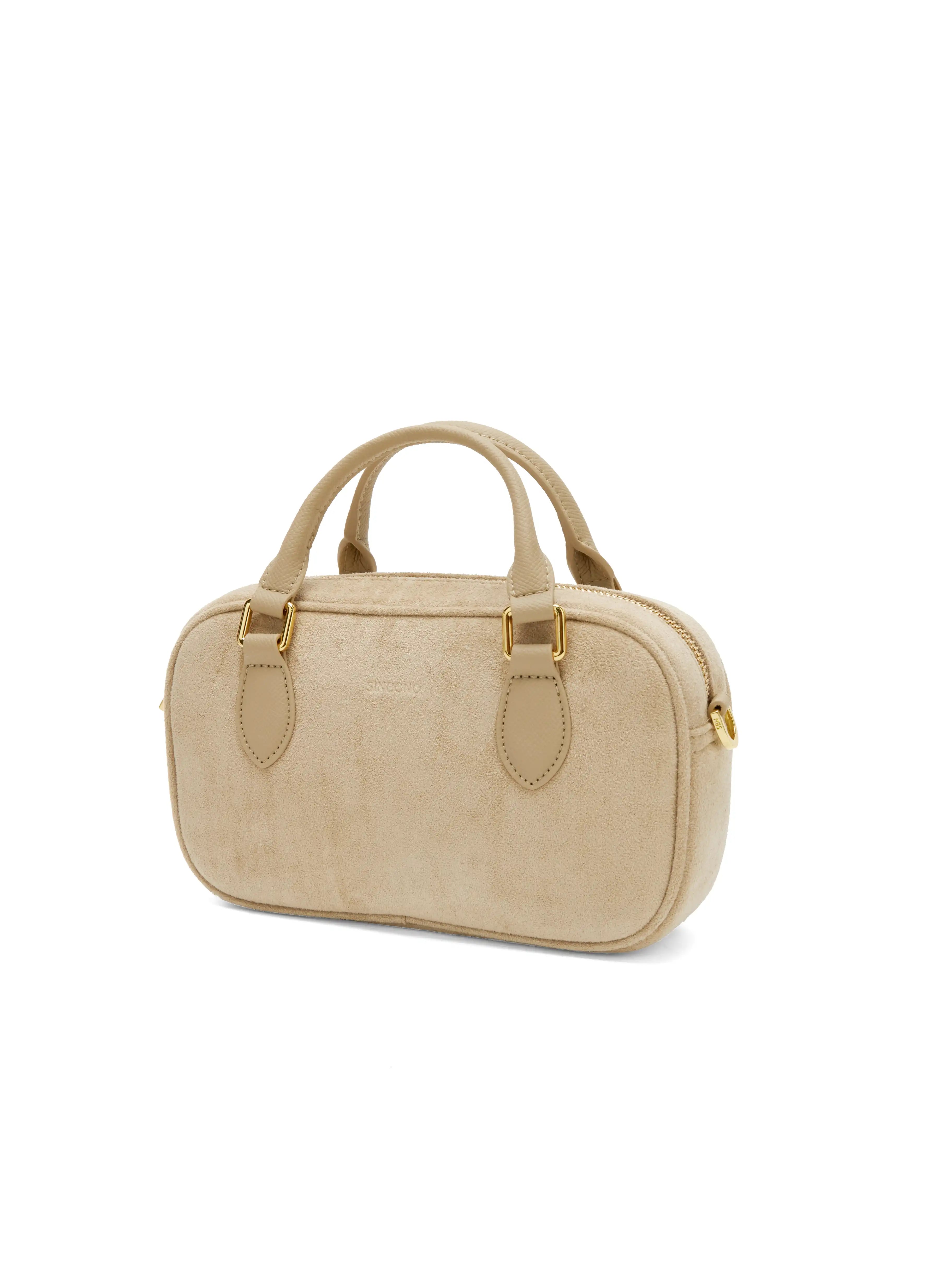 Cassandra Top Handle Crossbody Bag - Ivory Fake Suede