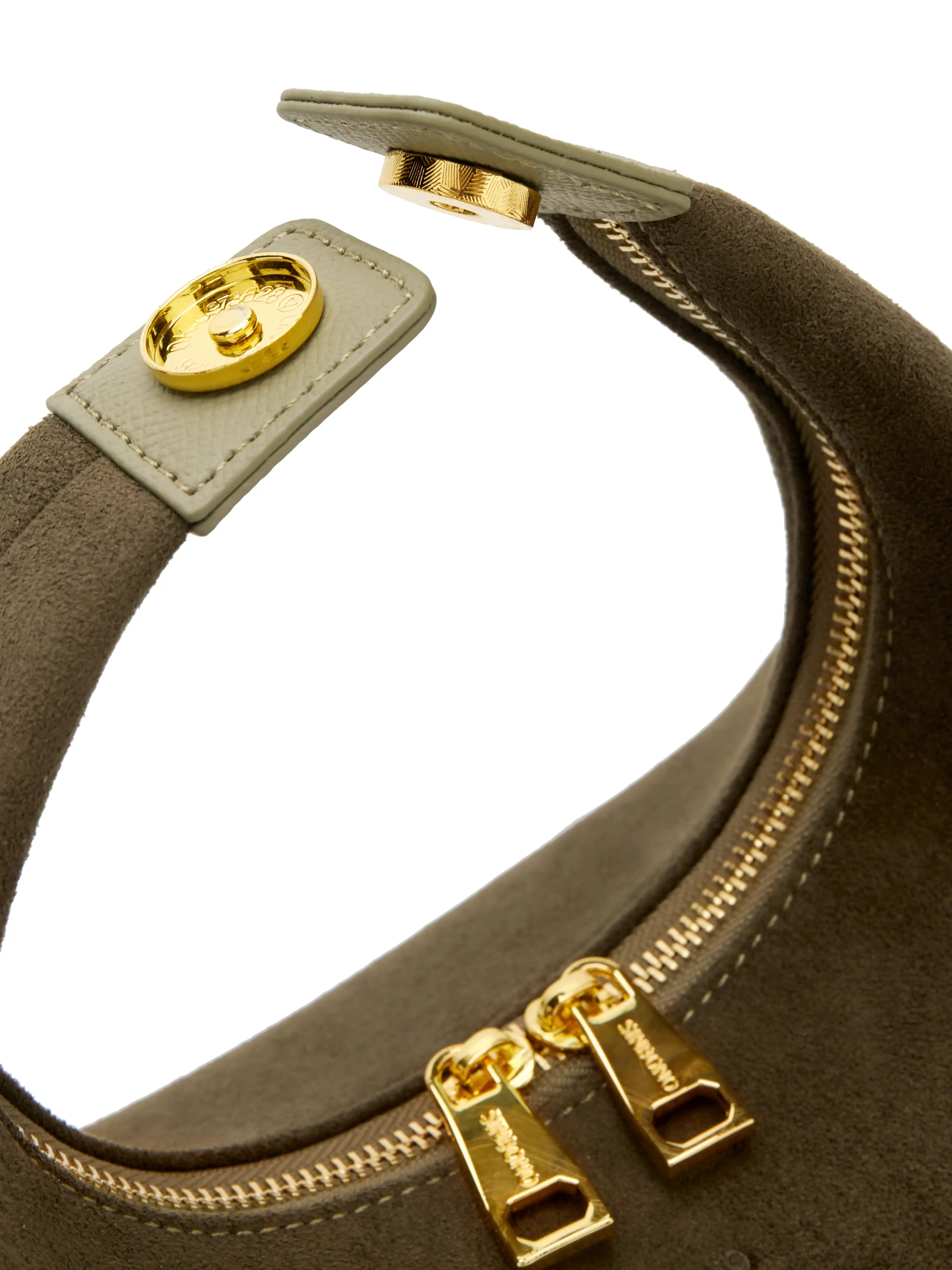 Vienna Top Handle  Crossbody Bag（2.0）- Dark Green Fake Suede