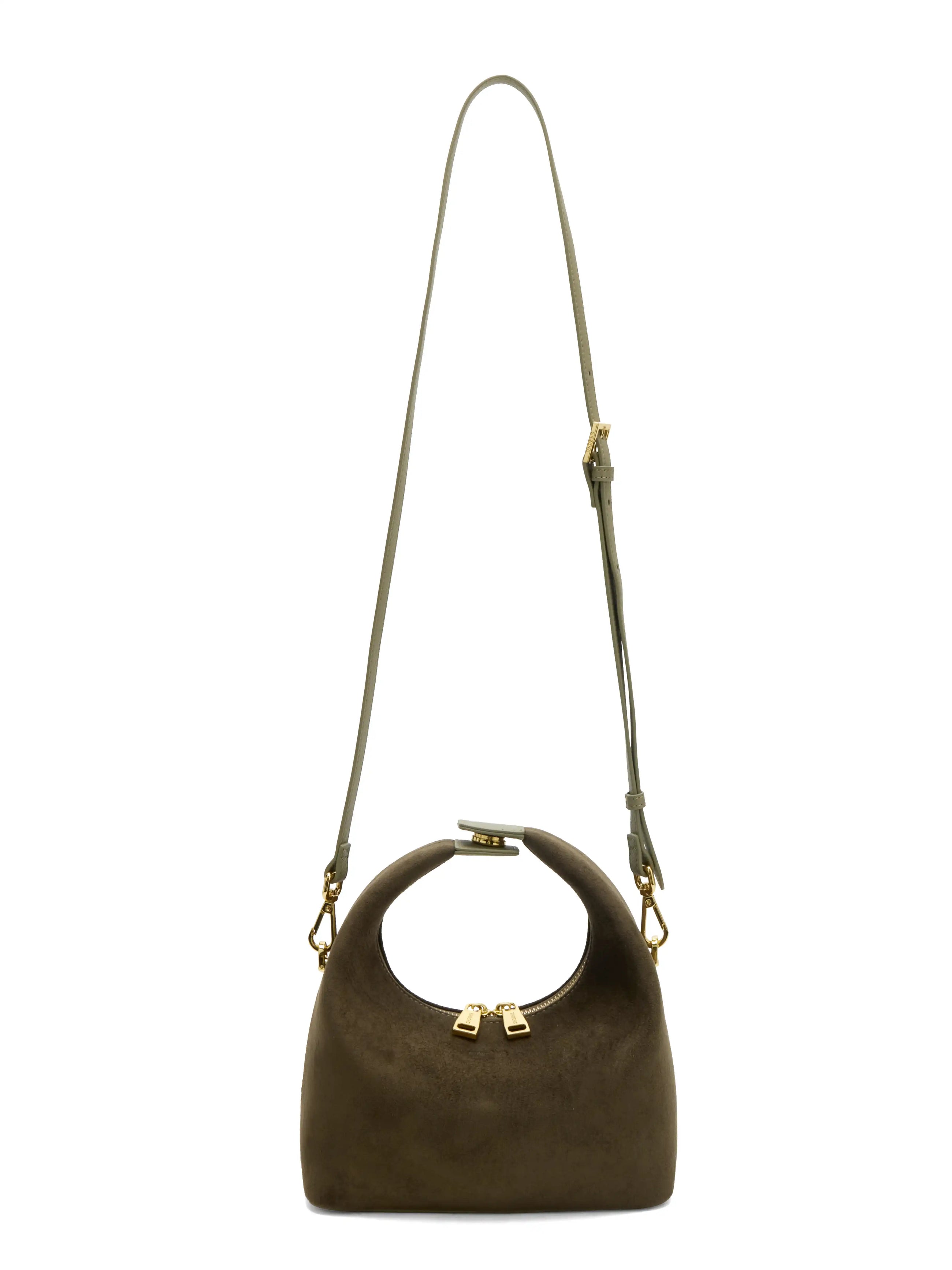 Vienna Top Handle  Crossbody Bag（2.0）- Dark Green Fake Suede