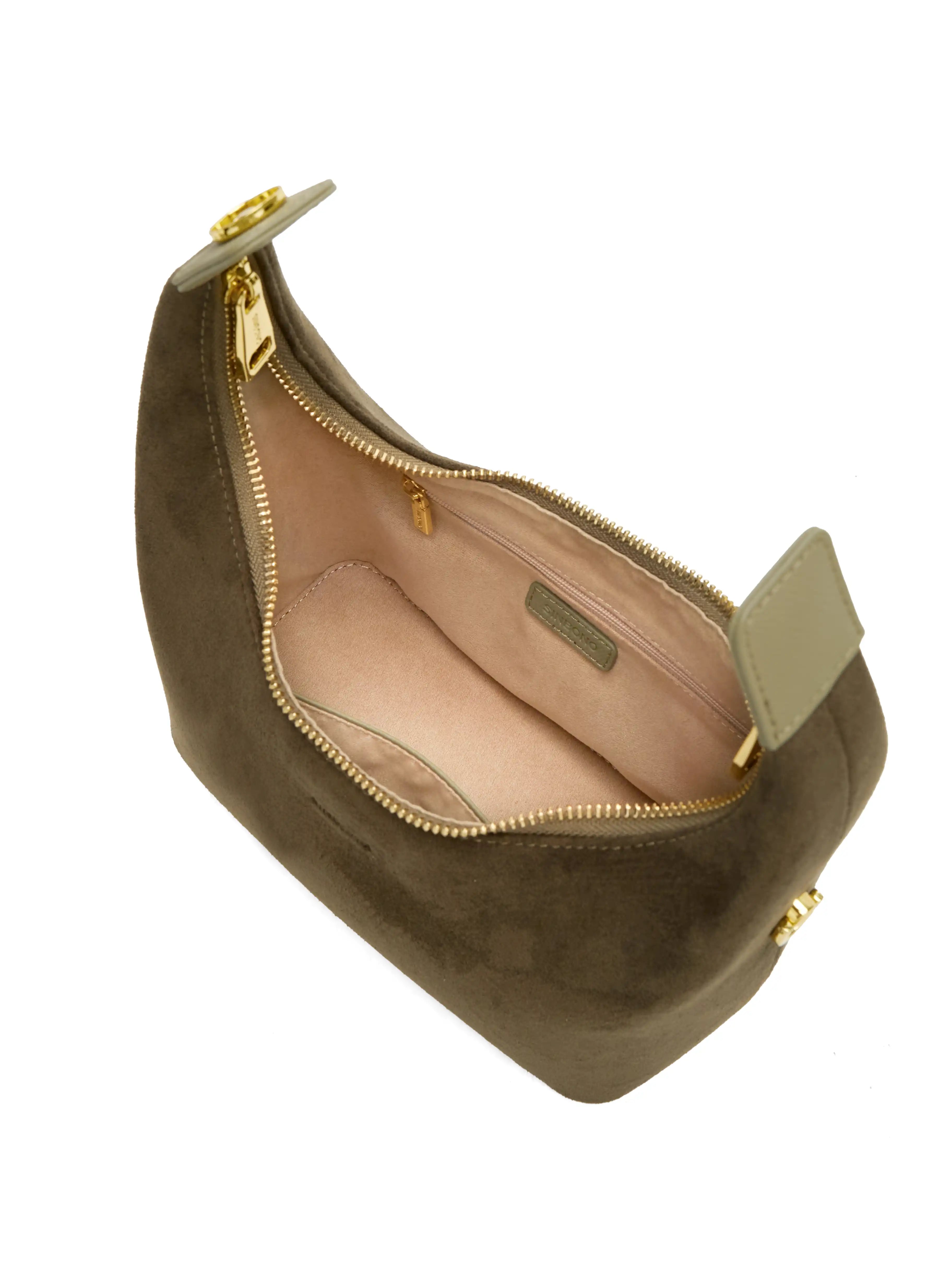 Vienna Top Handle  Crossbody Bag（2.0）- Dark Green Fake Suede