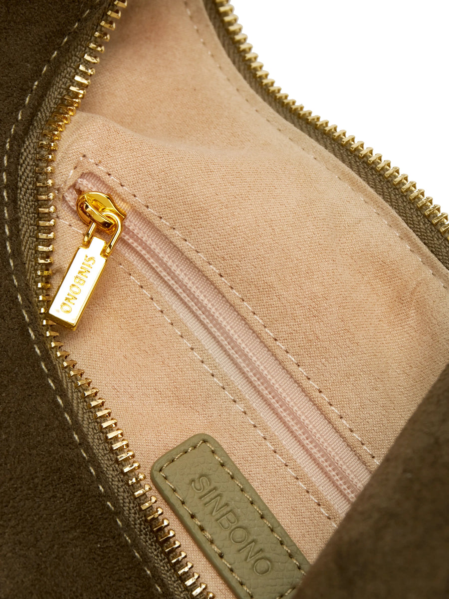 Vienna Top Handle  Crossbody Bag（2.0）- Dark Green Fake Suede