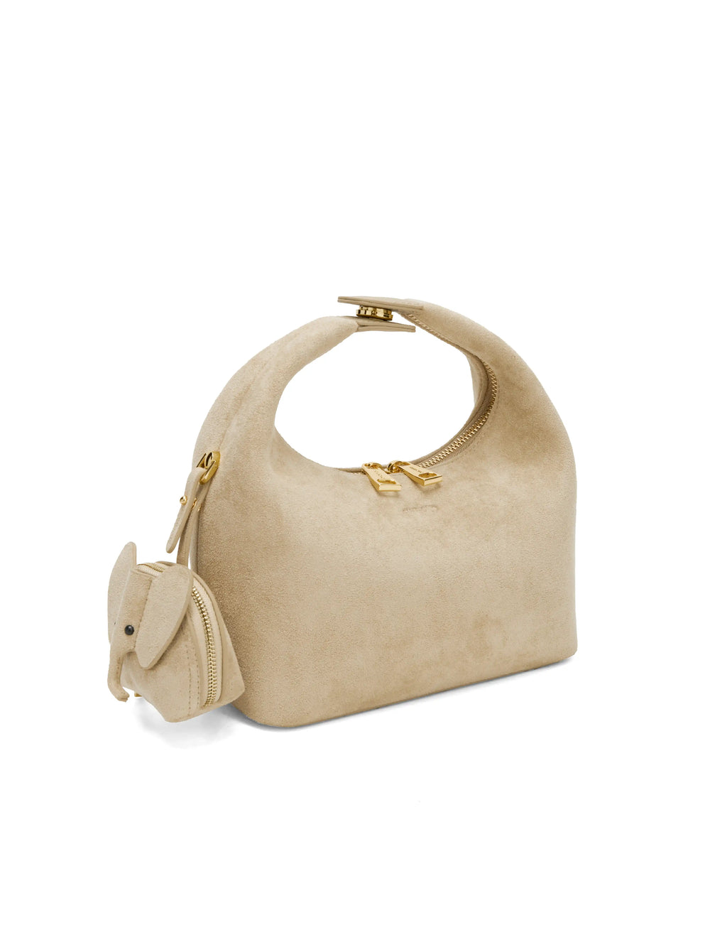 Vienna Top Handle  Crossbody Bag（2.0）-  Ivory Fake Suede