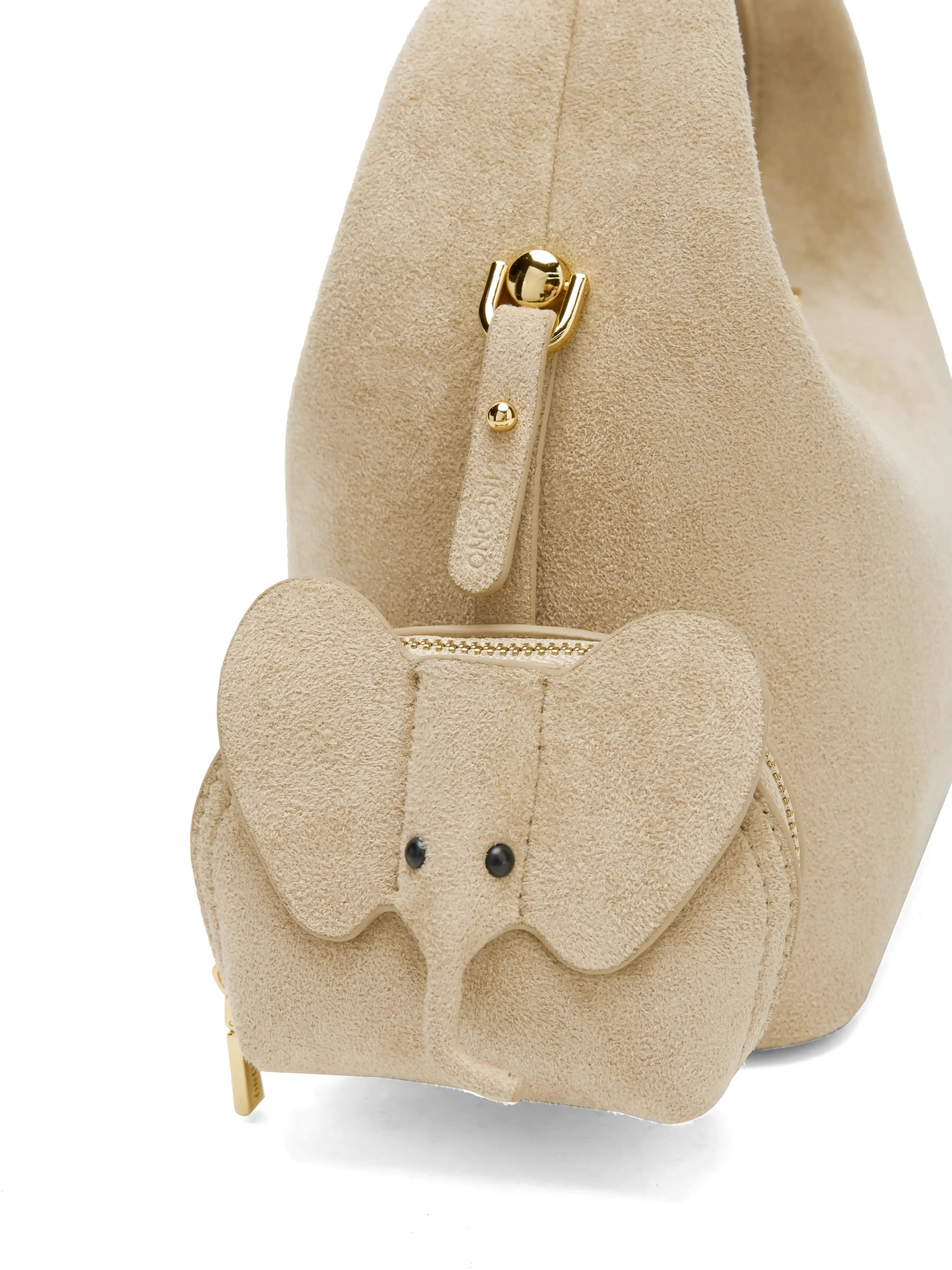 Vienna Top Handle  Crossbody Bag（2.0）-  Ivory Fake Suede