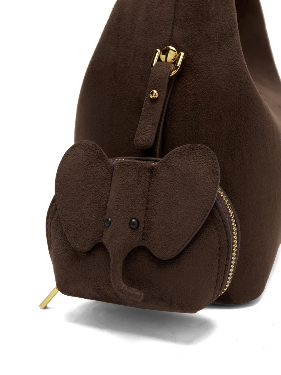 Vienna Top Handle  Crossbody Bag（2.0）- Dark Brown Fake Suede