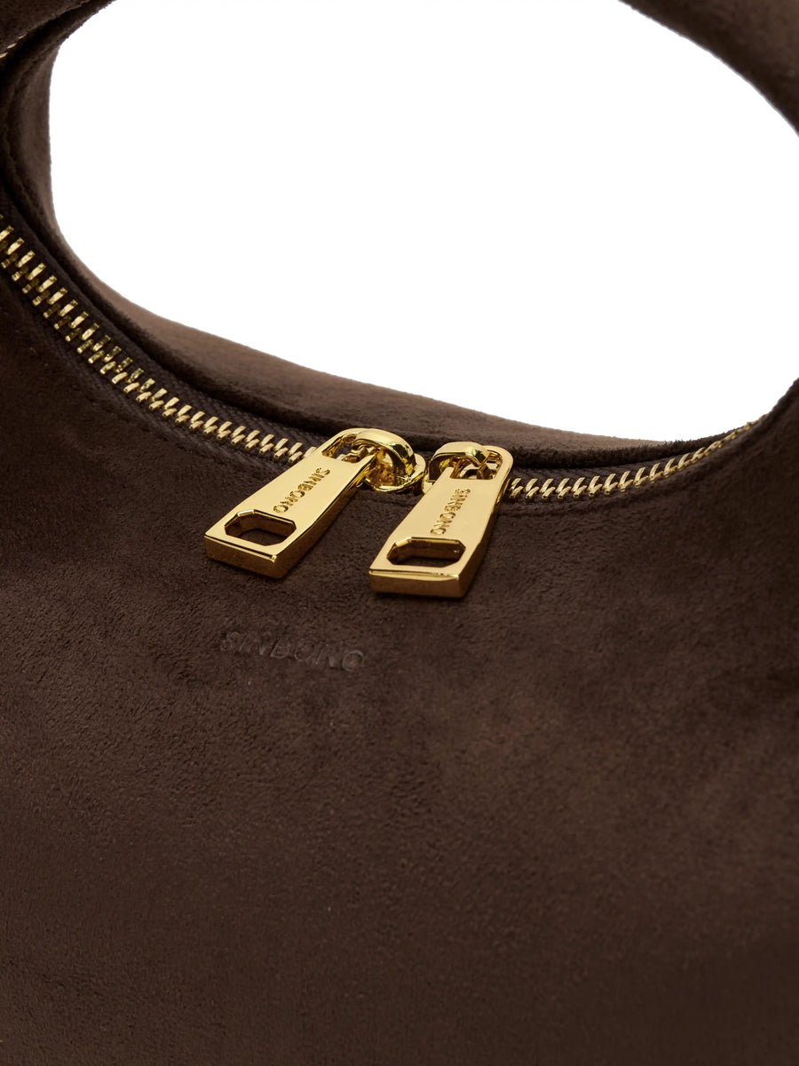 Vienna Top Handle  Crossbody Bag（2.0）- Dark Brown Fake Suede