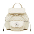 Chic Diamond-Quilted Genuine Leather Mini Backpack with Detachable Pouch