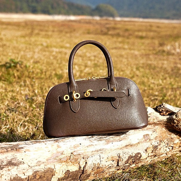 Women's Genuine Leather Shell Bag Vintage Elegant Top Handle Shoulder Crossbody Bag