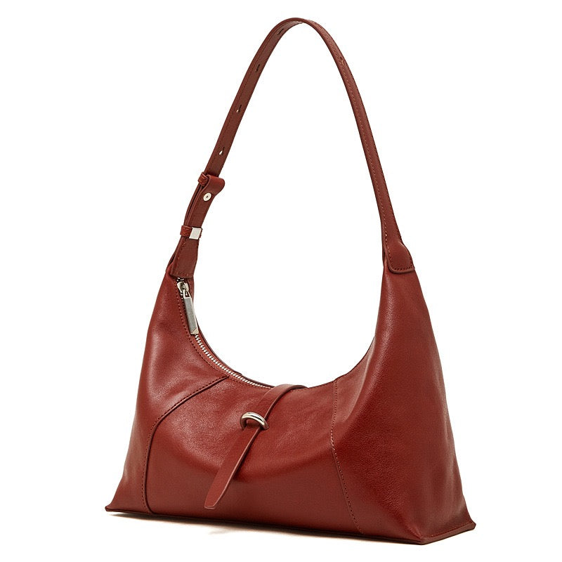 Women's Retro Crescent Genuine Leather Hobo Bag