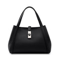 Women's Top-Grain Leather Handheld Crossbody Bag with Lock Closure