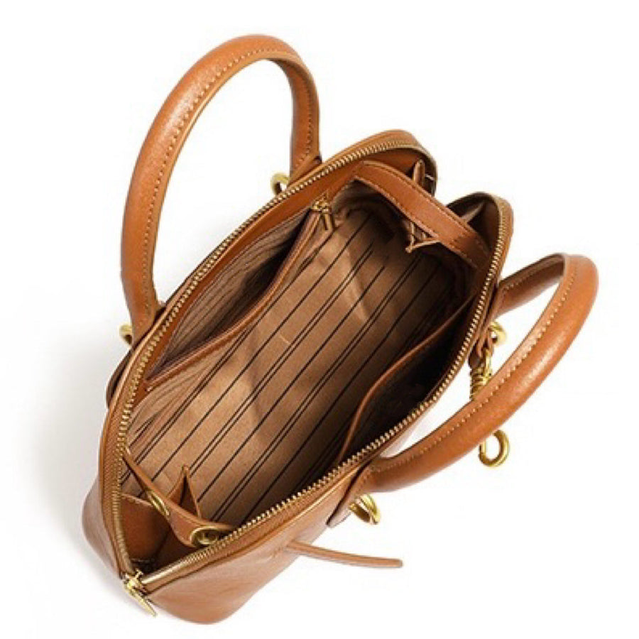 Women's Genuine Leather Shell Bag Vintage Elegant Top Handle Shoulder Crossbody Bag