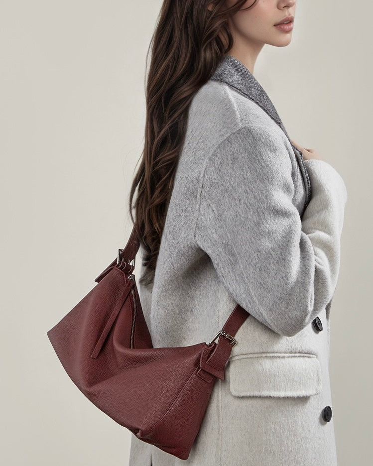 The Origami Asymmetric Genuine Leather Bag - Versatile 2-Way Carry Shoulder Purse