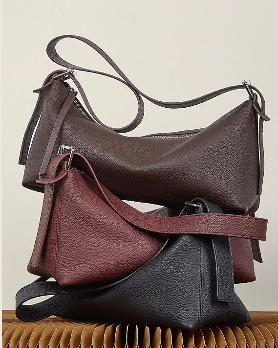 The Origami Asymmetric Genuine Leather Bag - Versatile 2-Way Carry Shoulder Purse