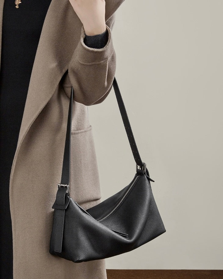 The Origami Asymmetric Genuine Leather Bag - Versatile 2-Way Carry Shoulder Purse