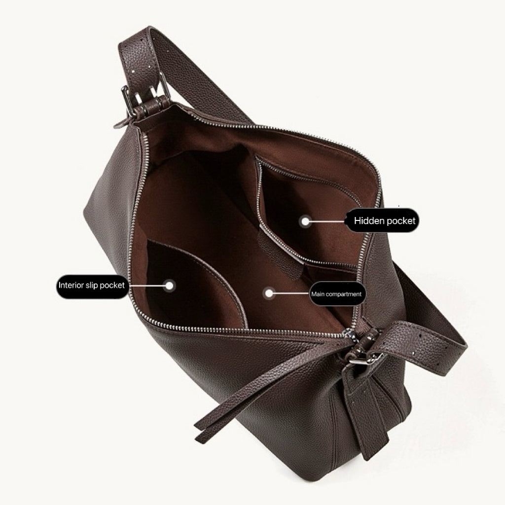 The Origami Asymmetric Genuine Leather Bag - Versatile 2-Way Carry Shoulder Purse