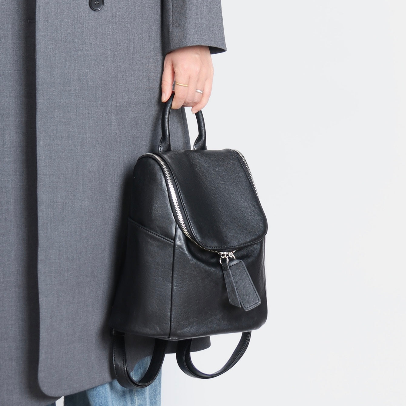 Minimalist Timeless Creamy Genuine Leather Backpack