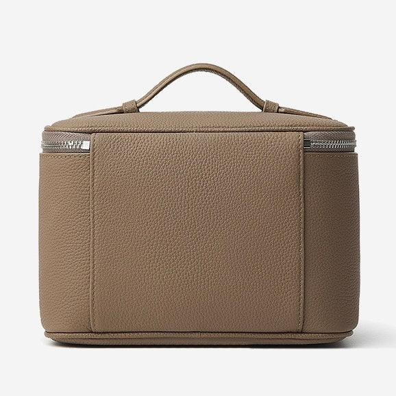Genuine Leather Multi-Compartment Cosmetic Bag
