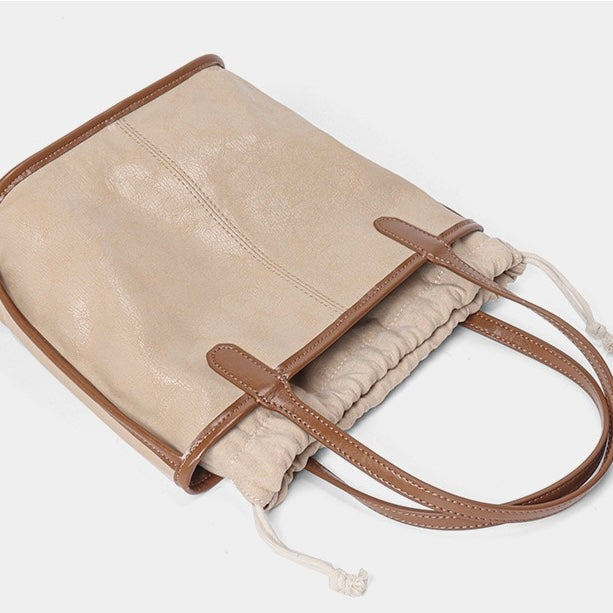 Women's Vintage Genuine Leather Tote with Pouch