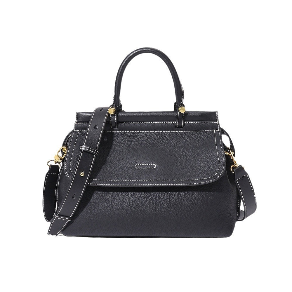 Women's Exquisite Genuine Leather Flip-Top Commuter Handbag