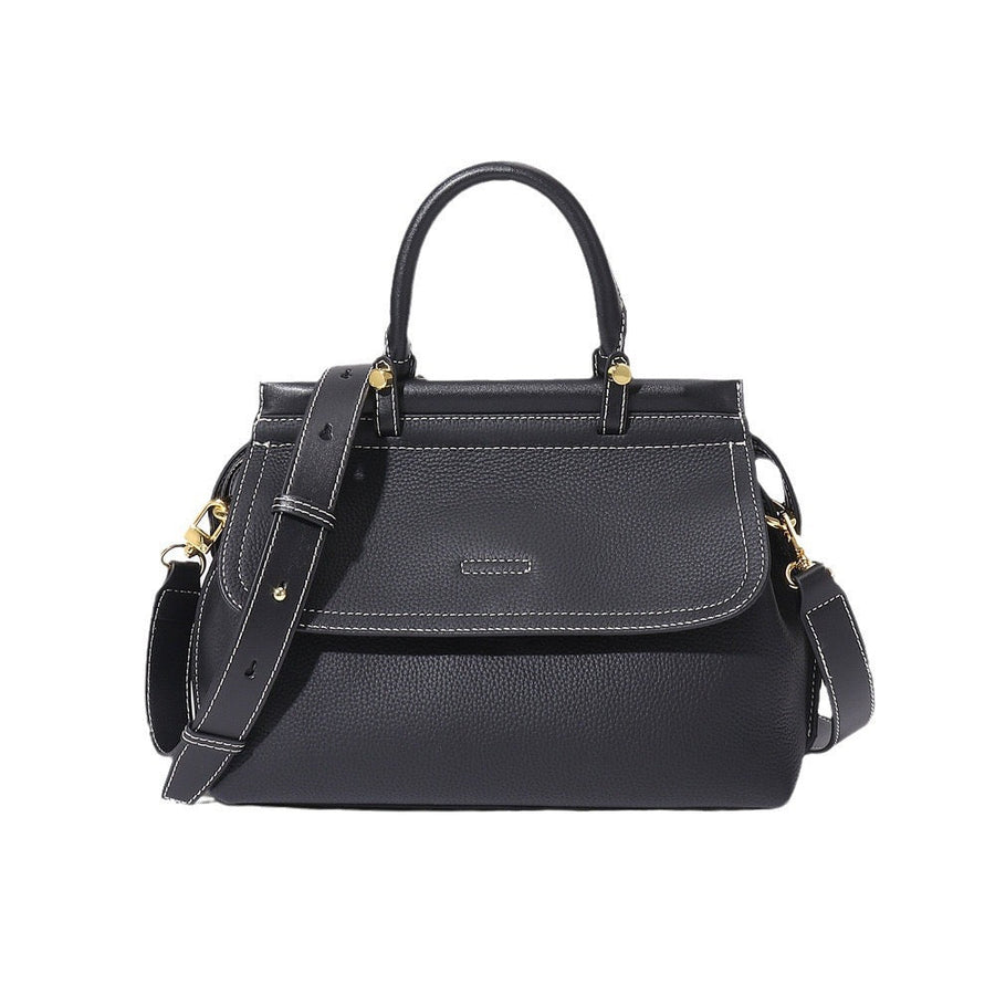 Women's Exquisite Genuine Leather Flip-Top Commuter Handbag
