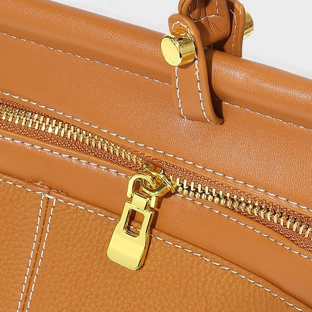 Women's Exquisite Genuine Leather Flip-Top Commuter Handbag