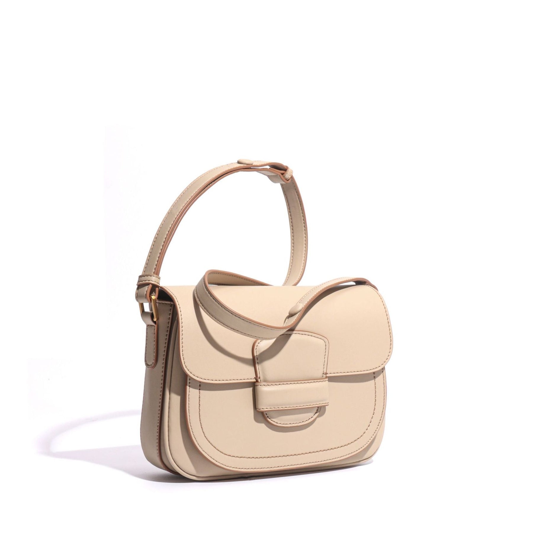 Women's Contour Stitch Genuine Leather Saddle Bag
