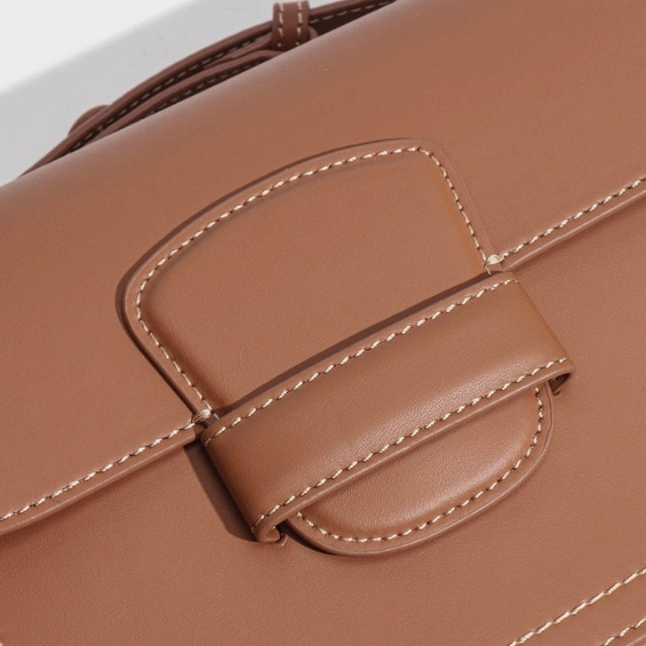 Women's Contour Stitch Genuine Leather Saddle Bag