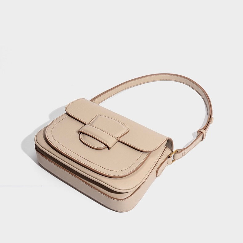 Women's Contour Stitch Genuine Leather Saddle Bag