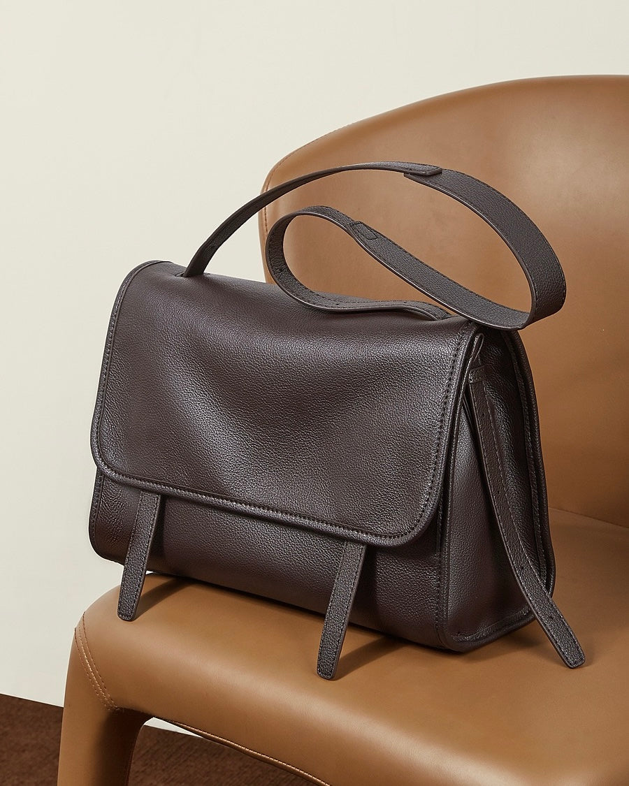 Vintage Flap Messenger Genuine Leather Bag - Large Capacity Versatile 2-Way Carry Satchel