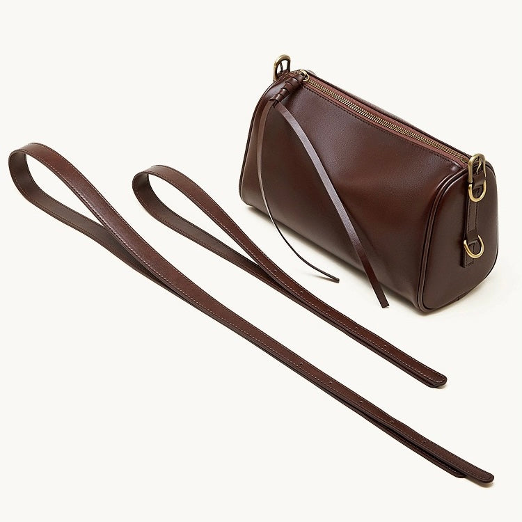 The Modern Cylinder Genuine Leather Bag - Versatile 2-Way Carry Barrel Purse