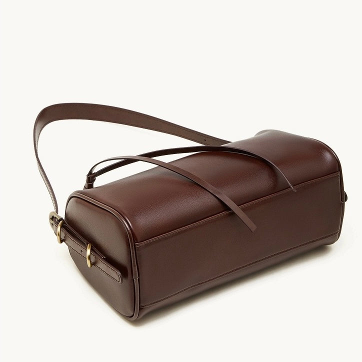 The Modern Cylinder Genuine Leather Bag - Versatile 2-Way Carry Barrel Purse