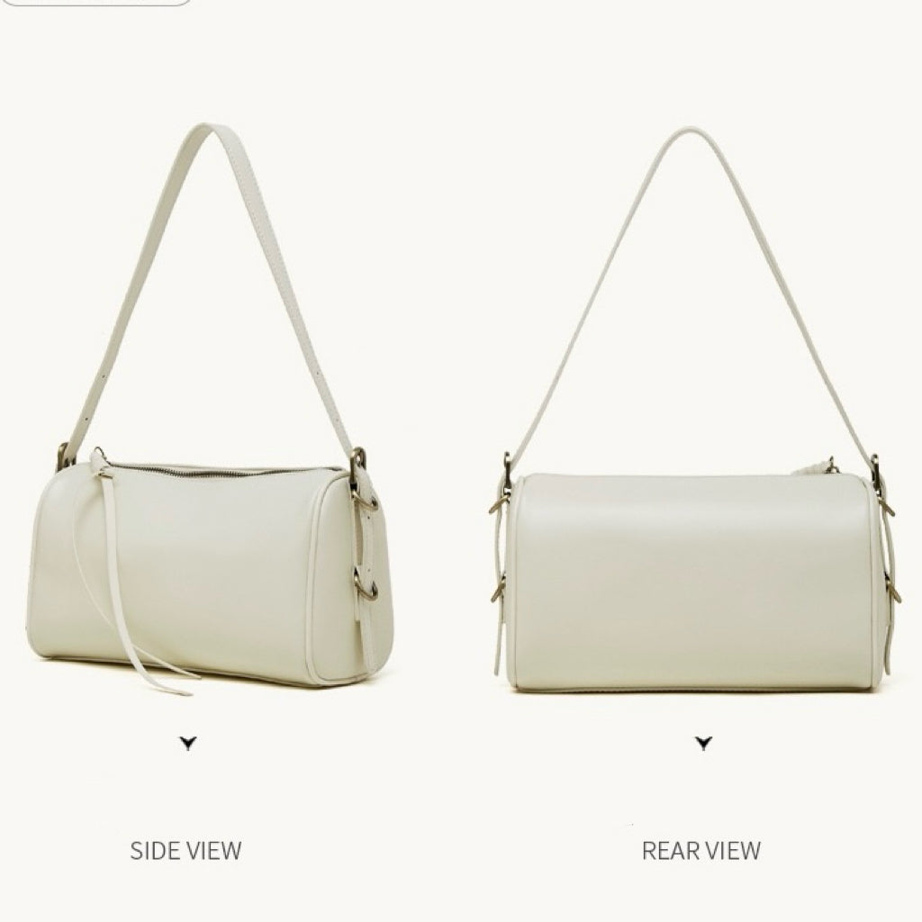 The Modern Cylinder Genuine Leather Bag - Versatile 2-Way Carry Barrel Purse