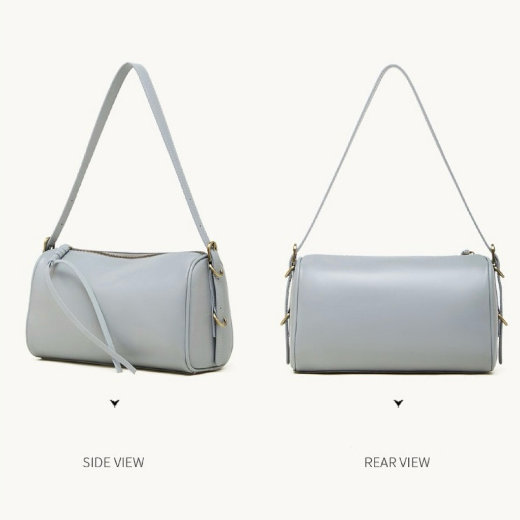 The Modern Cylinder Genuine Leather Bag - Versatile 2-Way Carry Barrel Purse