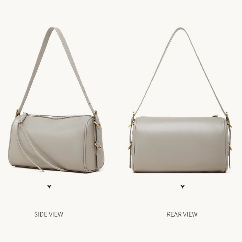 The Modern Cylinder Genuine Leather Bag - Versatile 2-Way Carry Barrel Purse