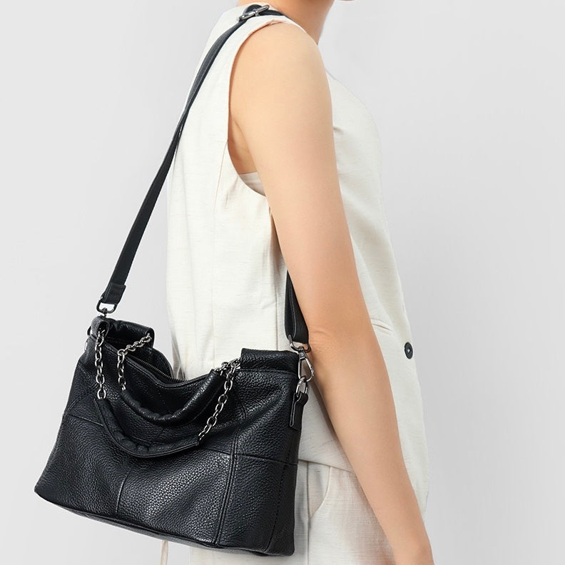 Luxury Chain Genuine Leather Handheld & Single-Shoulder Tote