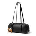 Women's Genuine Leather Retro Bowling Bag with Horse Charm