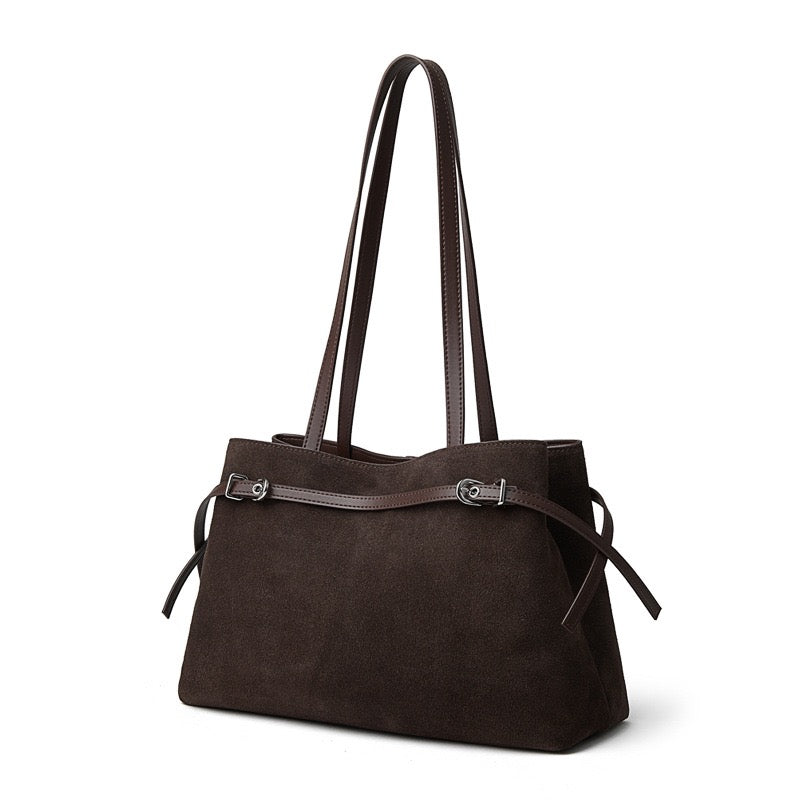 Retro Suede Large Capacity Genuine Leather Shoulder Bag