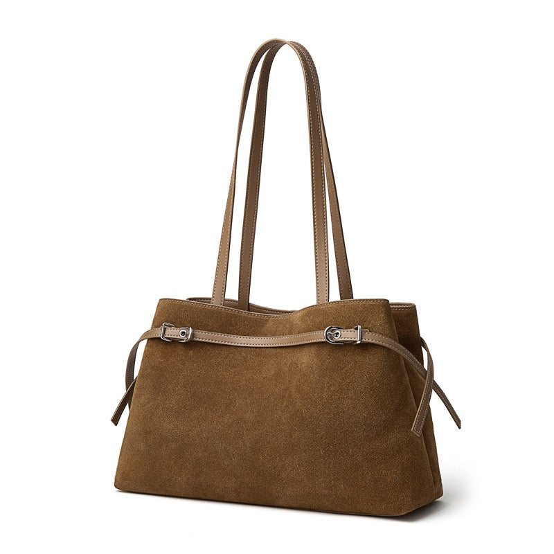 Retro Suede Large Capacity Genuine Leather Shoulder Bag