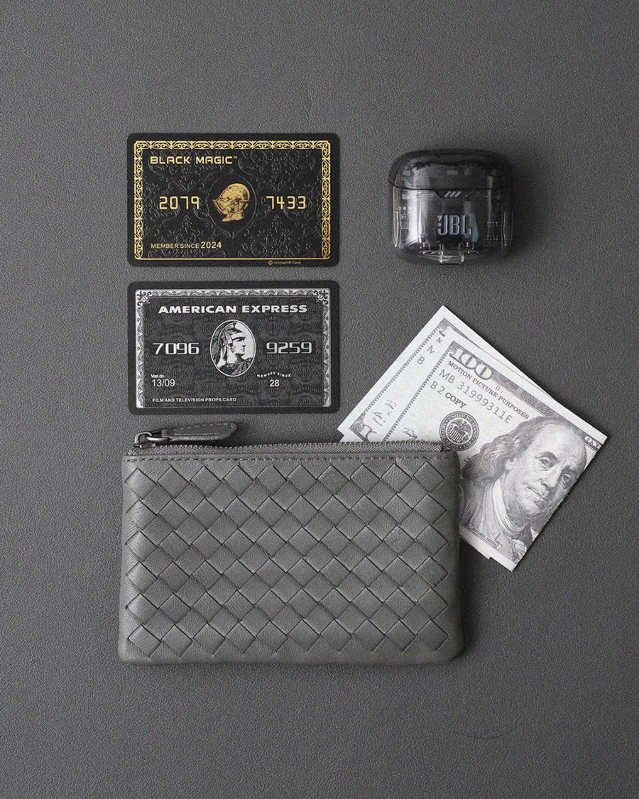 Handwoven Lambskin Key Fob & Card Wallet