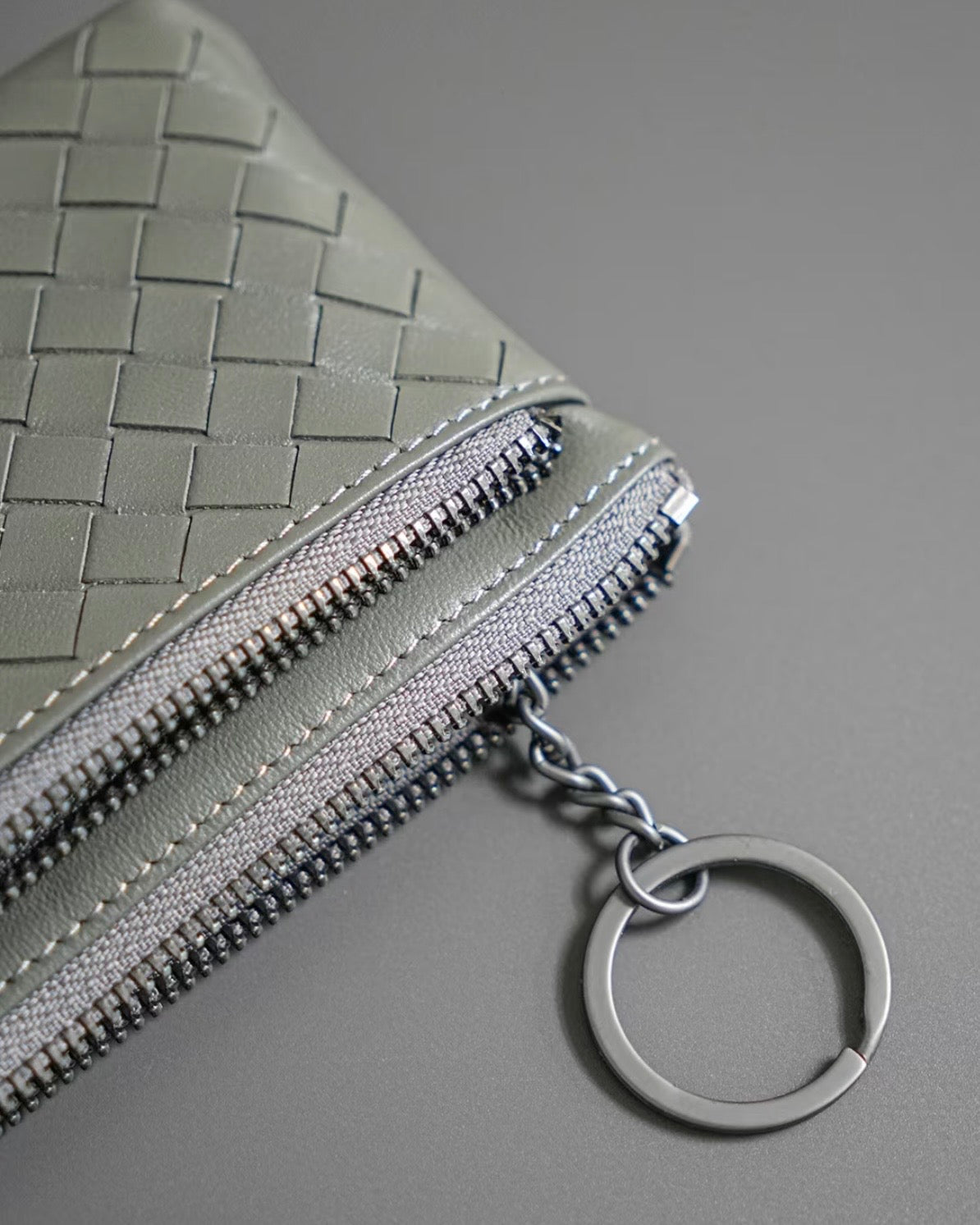Handwoven Lambskin Double-Zip Key Wallet & Card Case