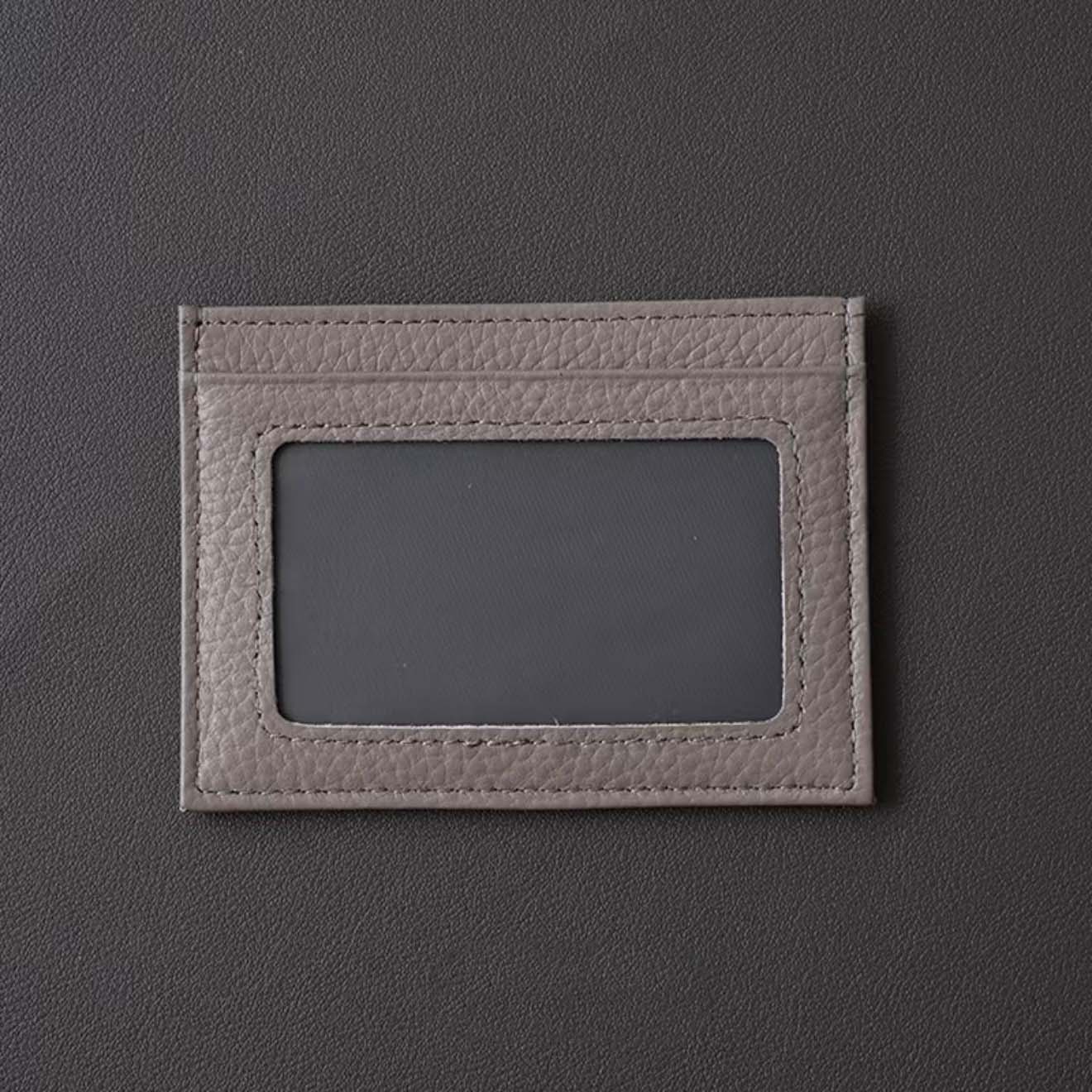 Ultra-Slim Pebbled Leather Card Holder with ID Window