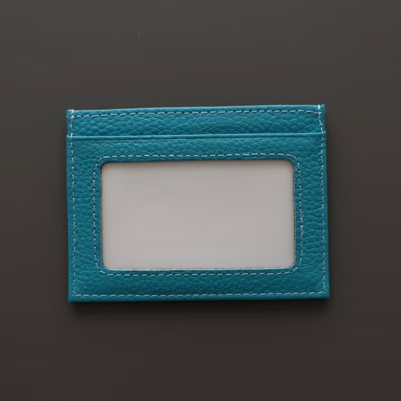 Ultra-Slim Pebbled Leather Card Holder with ID Window