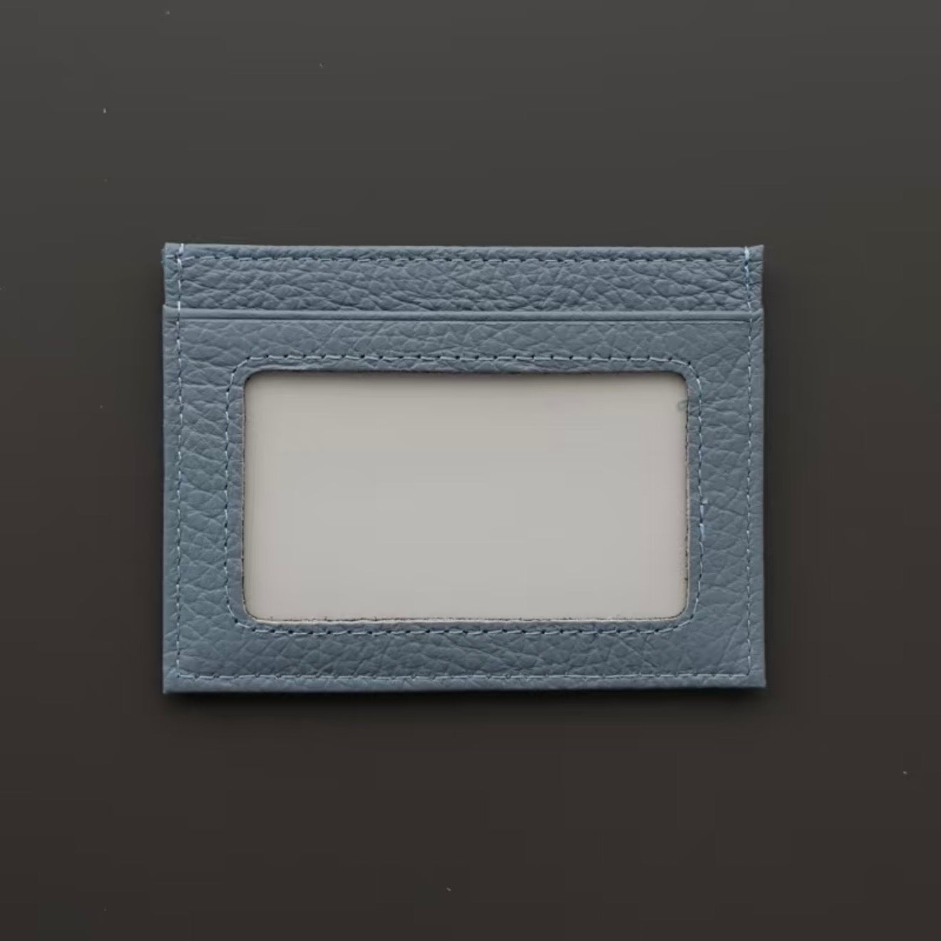Ultra-Slim Pebbled Leather Card Holder with ID Window