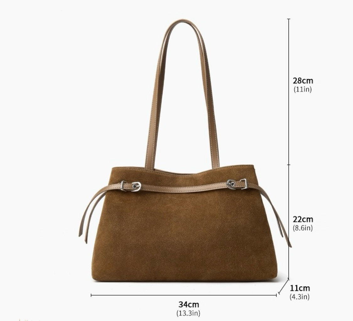 Retro Suede Large Capacity Genuine Leather Shoulder Bag