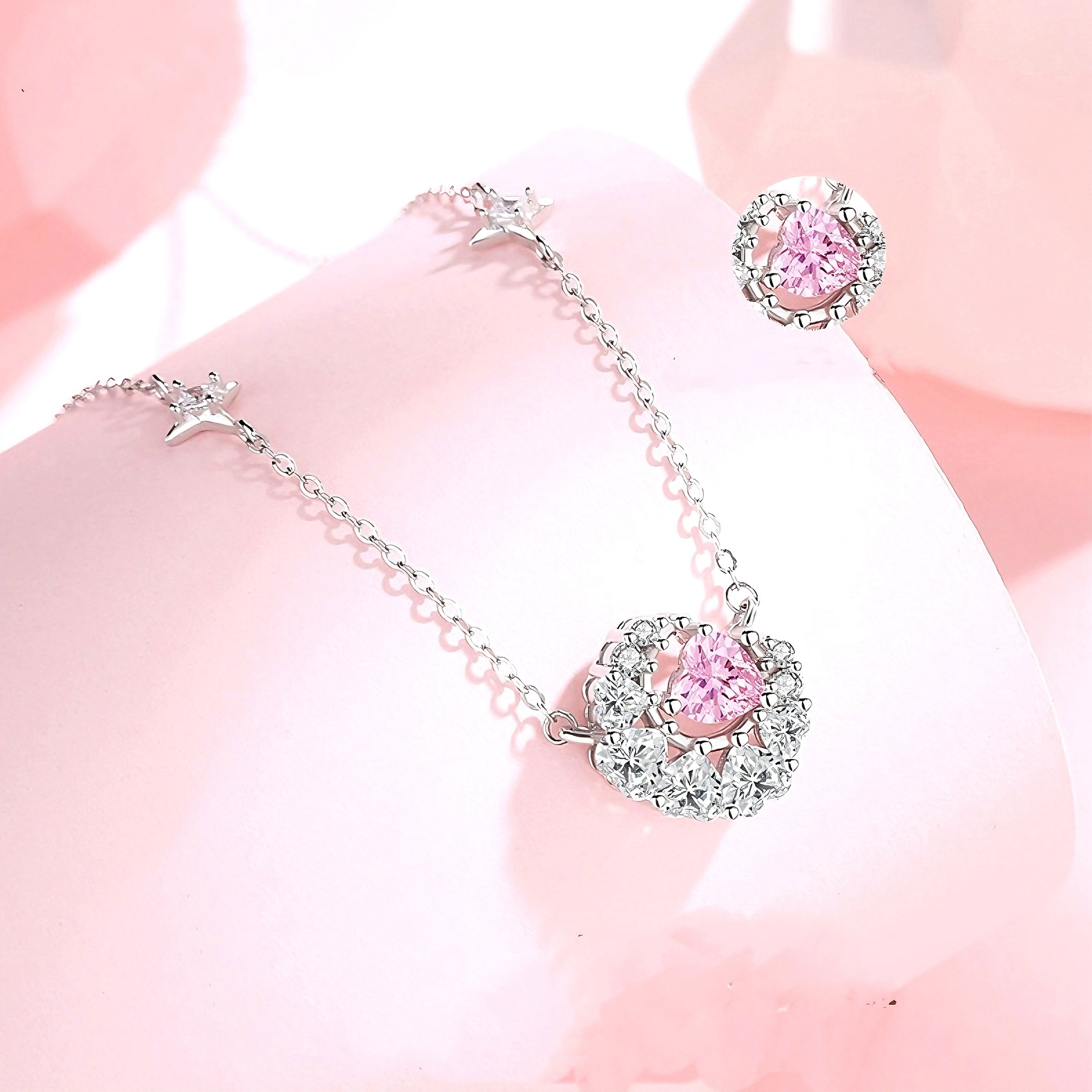 [Limited Edition] Pink Heart Lunar Halo Necklace