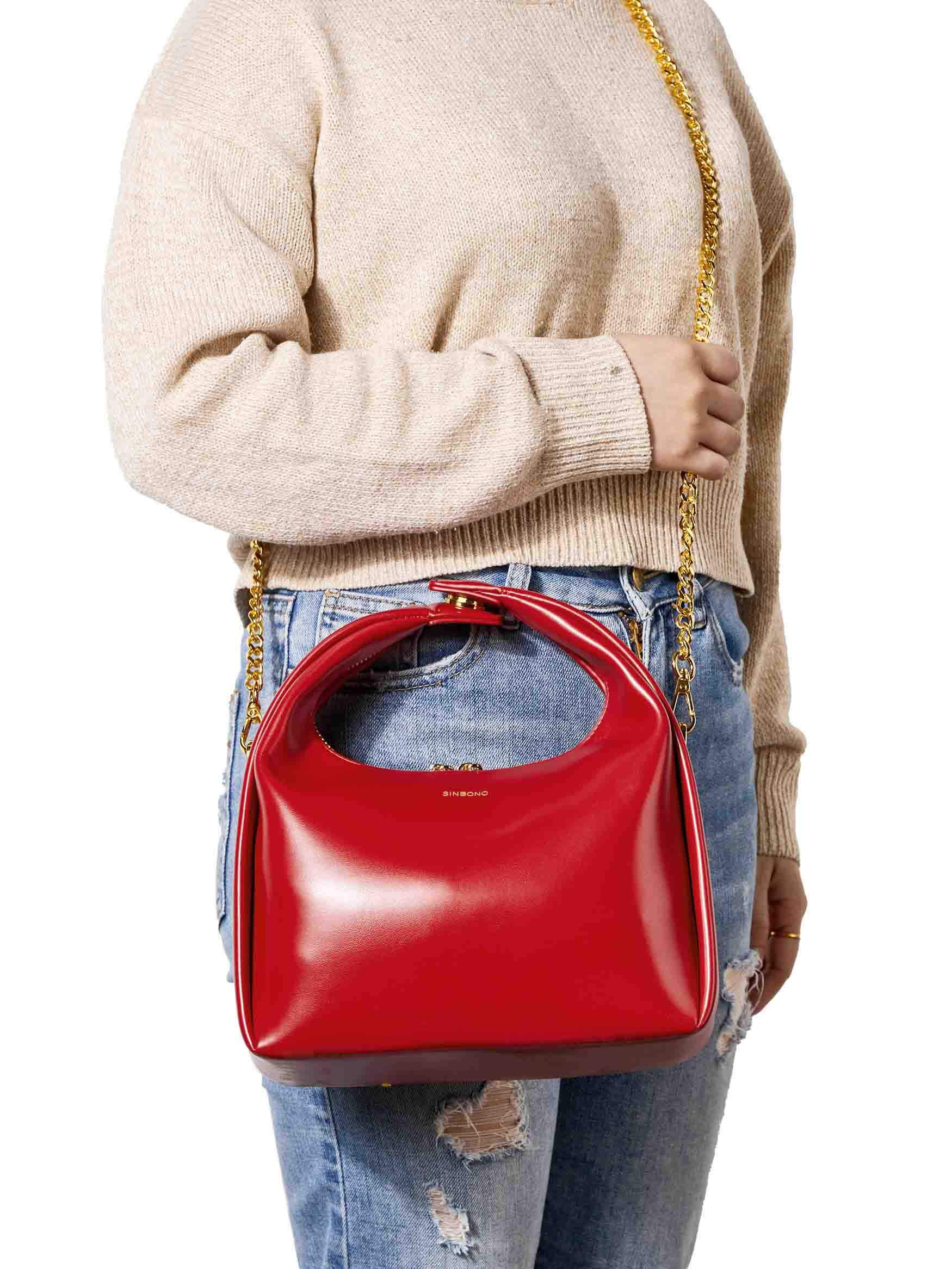 Medium Vienna Top Handle  Crossbody Bag  - Red