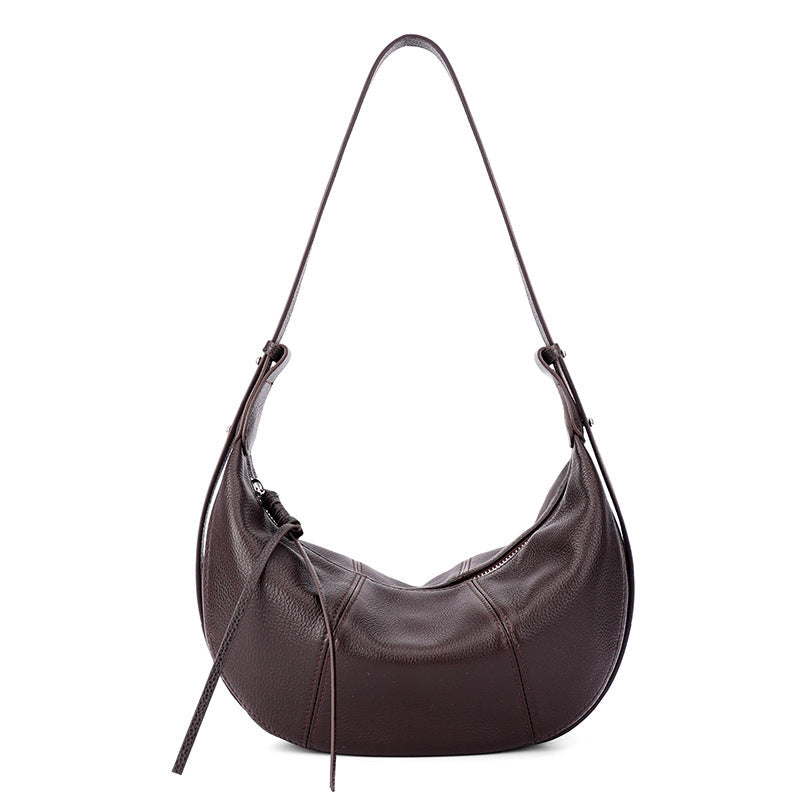 Sable Slouch Crescent Hobo Genuine Leather Bag