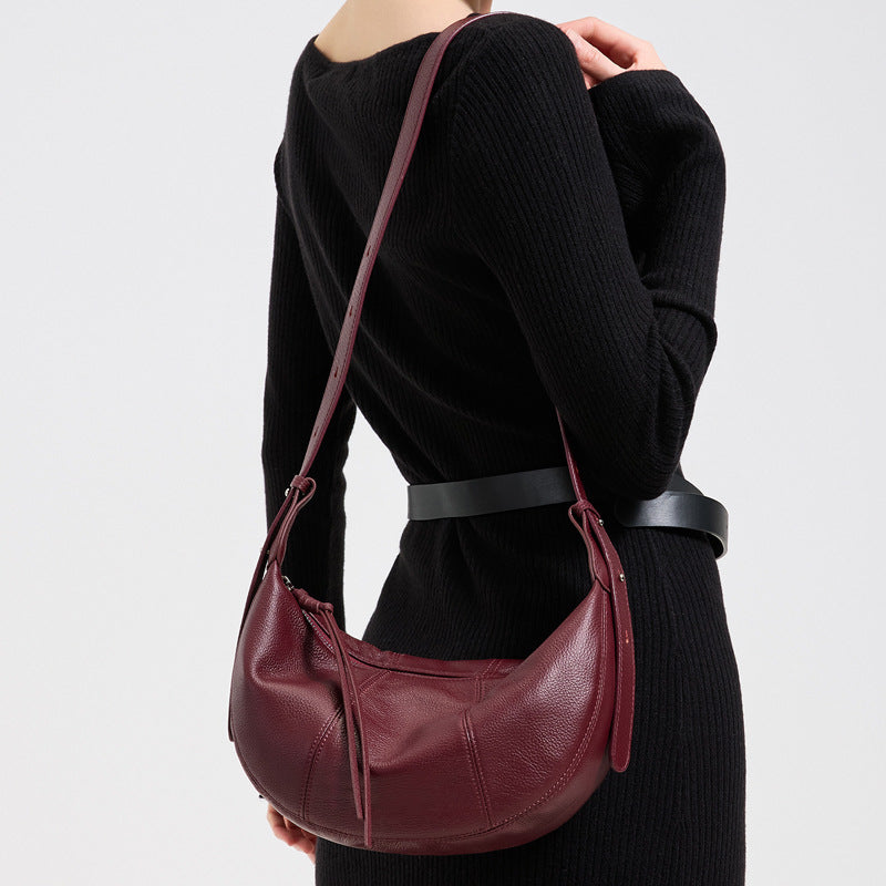 Sable Slouch Crescent Hobo Genuine Leather Bag
