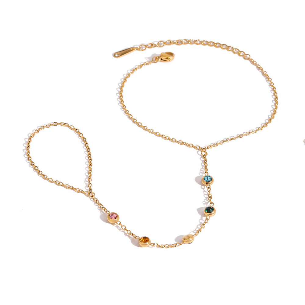 Minimalist Bracelet Inlaid with Colored Diamonds