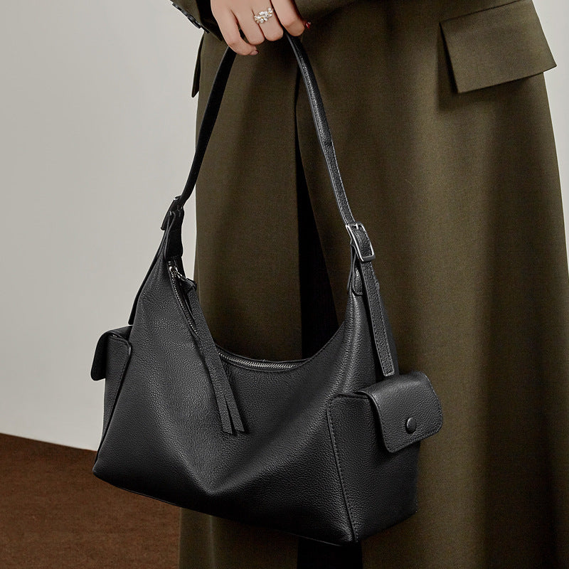 The Velvet Horizon Genuine Leather Tote Bag with Structured Silhouette