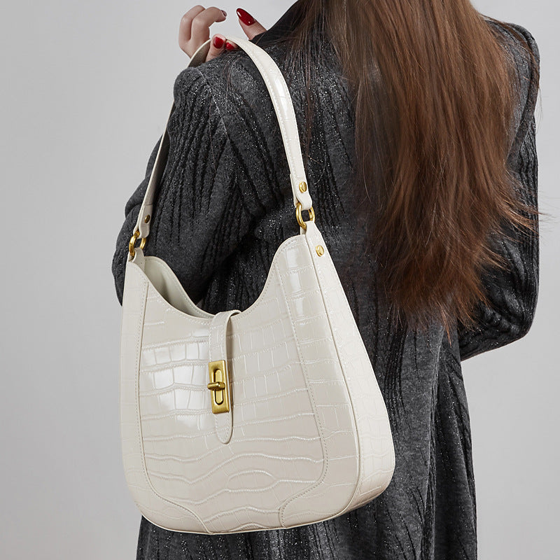 The Metropolitan Glam Croc-Embossed Leather Hobo Bag with Detachable Pouch